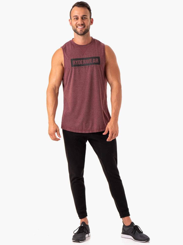 Burgundy Marl Ryderwear Men Tanks Iron Baller Tank Men's Tanks | AU1139BC