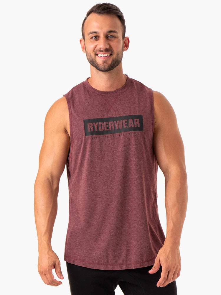 Burgundy Marl Ryderwear Men Tanks Iron Baller Tank Men\'s Tanks | AU1139BC