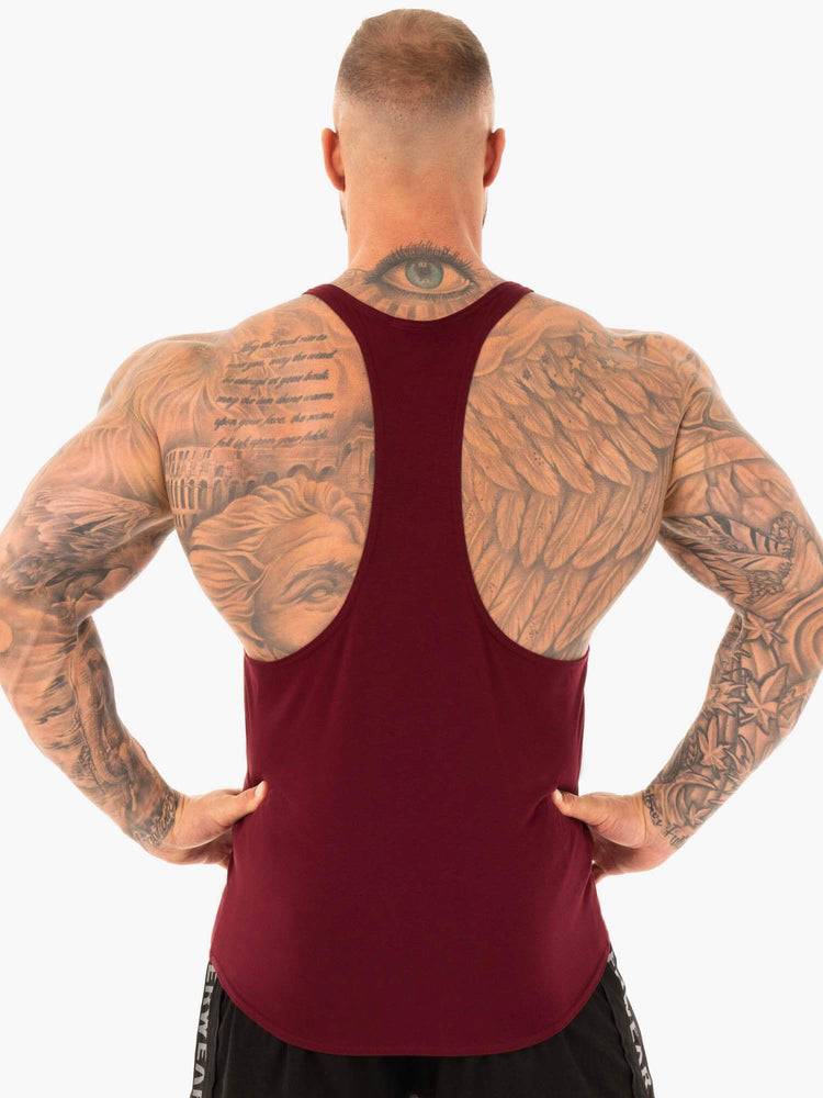 Burgundy Ryderwear Men Gym Stringers Active T-Back Men's Gym Stringers | AU1496JJ