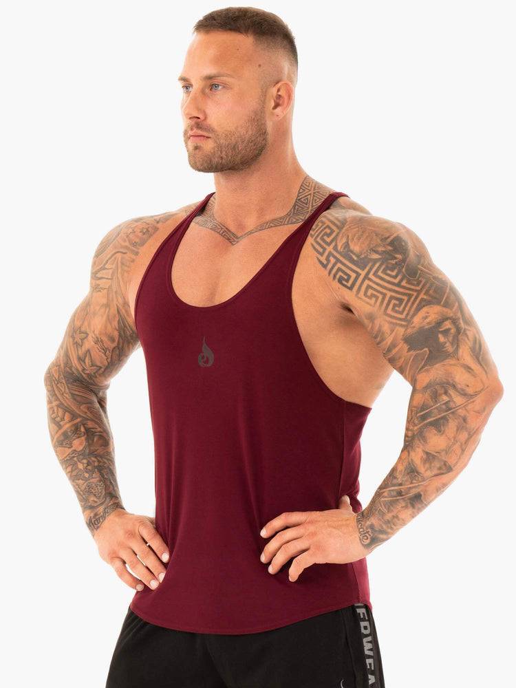 Burgundy Ryderwear Men Gym Stringers Active T-Back Men's Gym Stringers | AU1496JJ