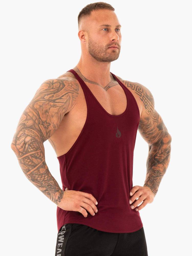 Burgundy Ryderwear Men Gym Stringers Active T-Back Men's Gym Stringers | AU1496JJ