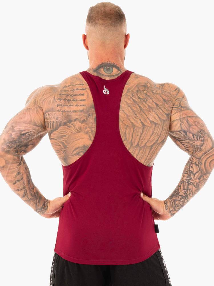 Burgundy Ryderwear Men Gym Stringers Lift T-Back Stringer Men's Gym Stringers | AU1521HK