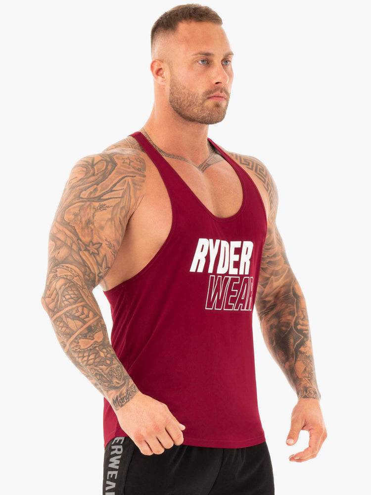 Burgundy Ryderwear Men Gym Stringers Lift T-Back Stringer Men's Gym Stringers | AU1521HK