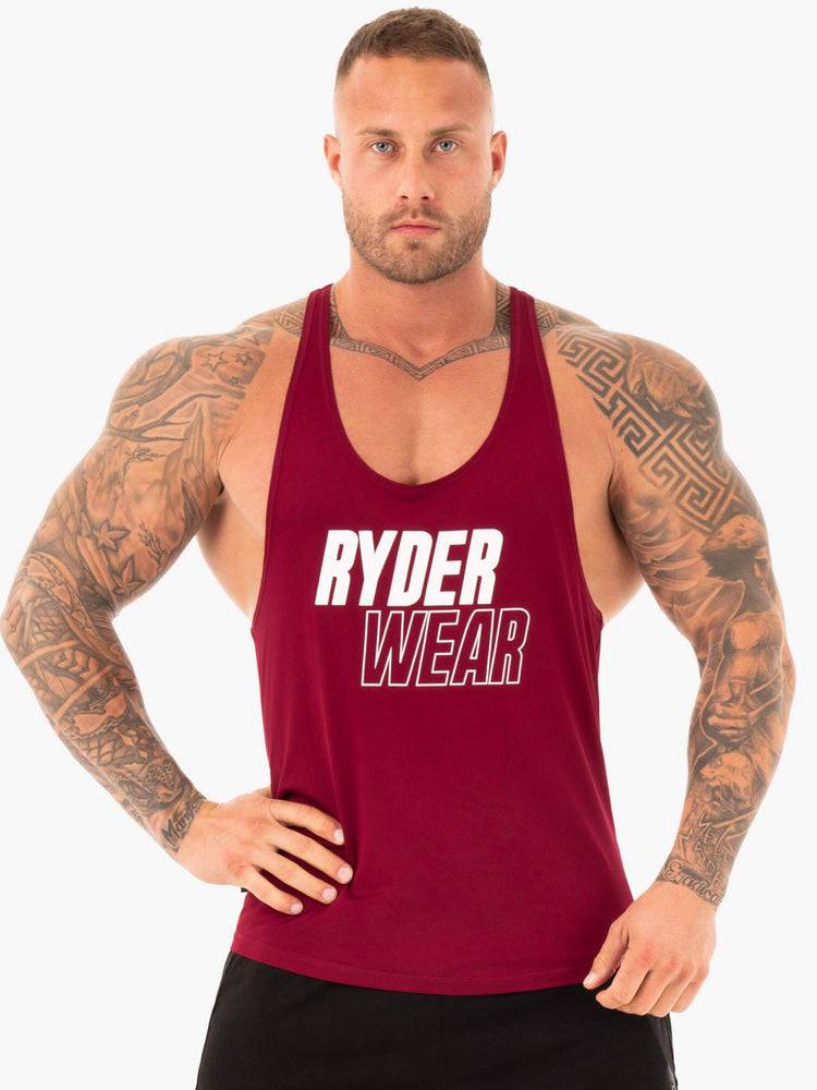 Burgundy Ryderwear Men Gym Stringers Lift T-Back Stringer Men\'s Gym Stringers | AU1521HK