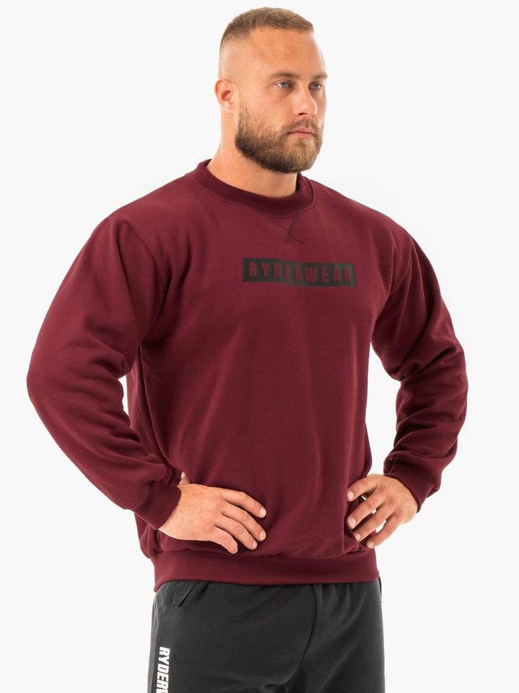 Burgundy Ryderwear Men Sweaters Force Pullover Men's Sweaters | AU1323MA