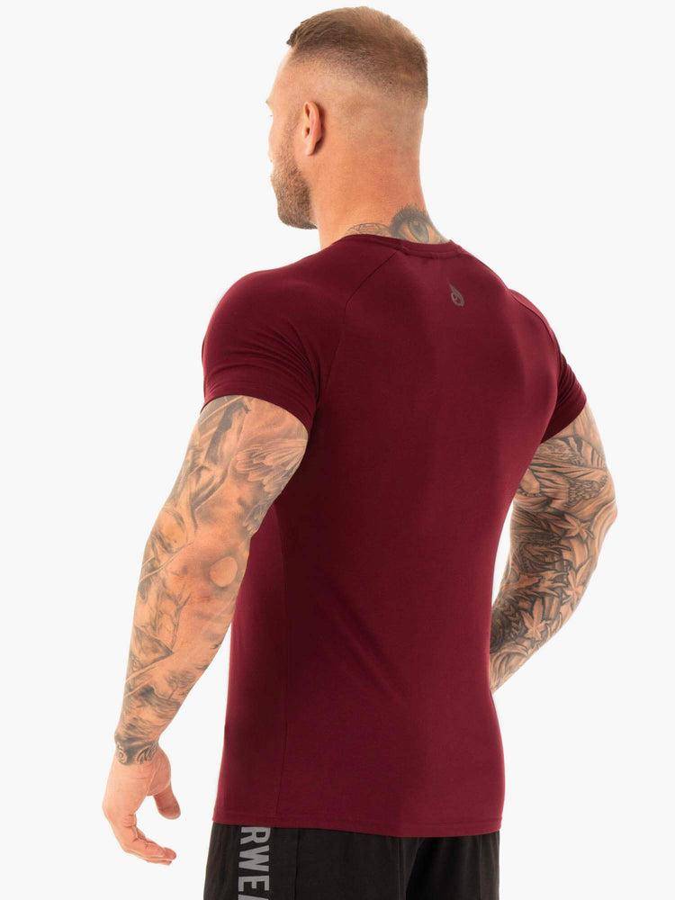 Burgundy Ryderwear Men T Shirts Active Men's T Shirts | AU1192NB