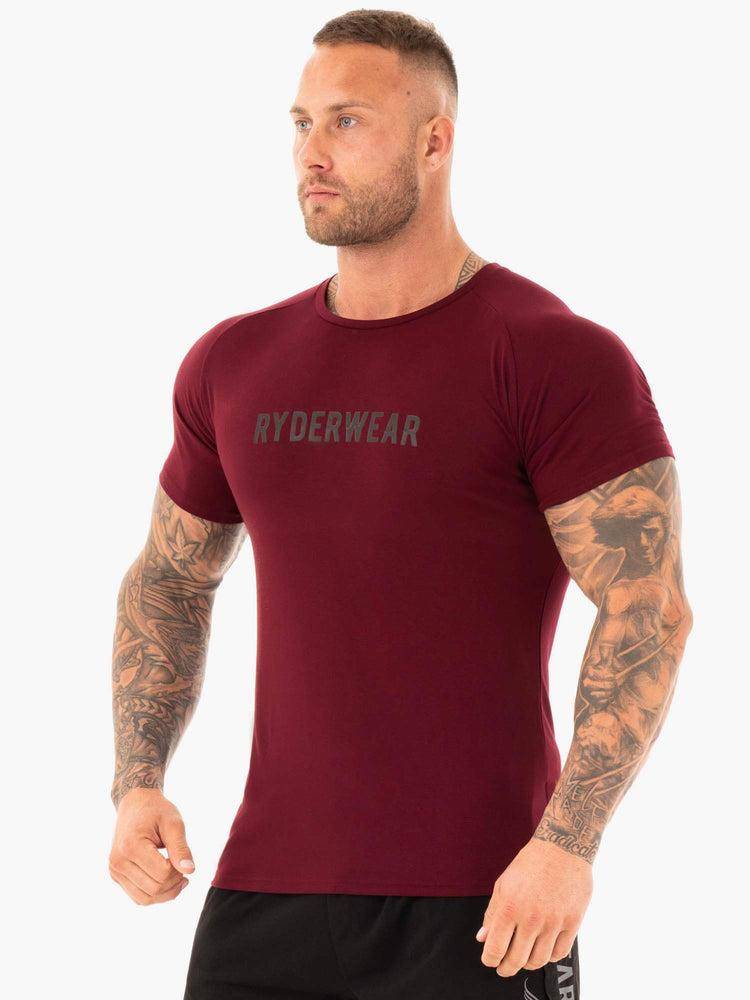 Burgundy Ryderwear Men T Shirts Active Men's T Shirts | AU1192NB