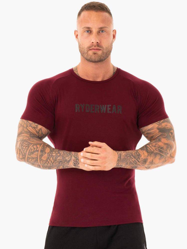 Burgundy Ryderwear Men T Shirts Active Men\'s T Shirts | AU1192NB