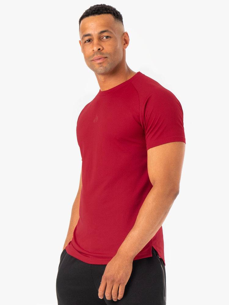 Burgundy Ryderwear Men T Shirts Enhance Men's T Shirts | AU1220QZ