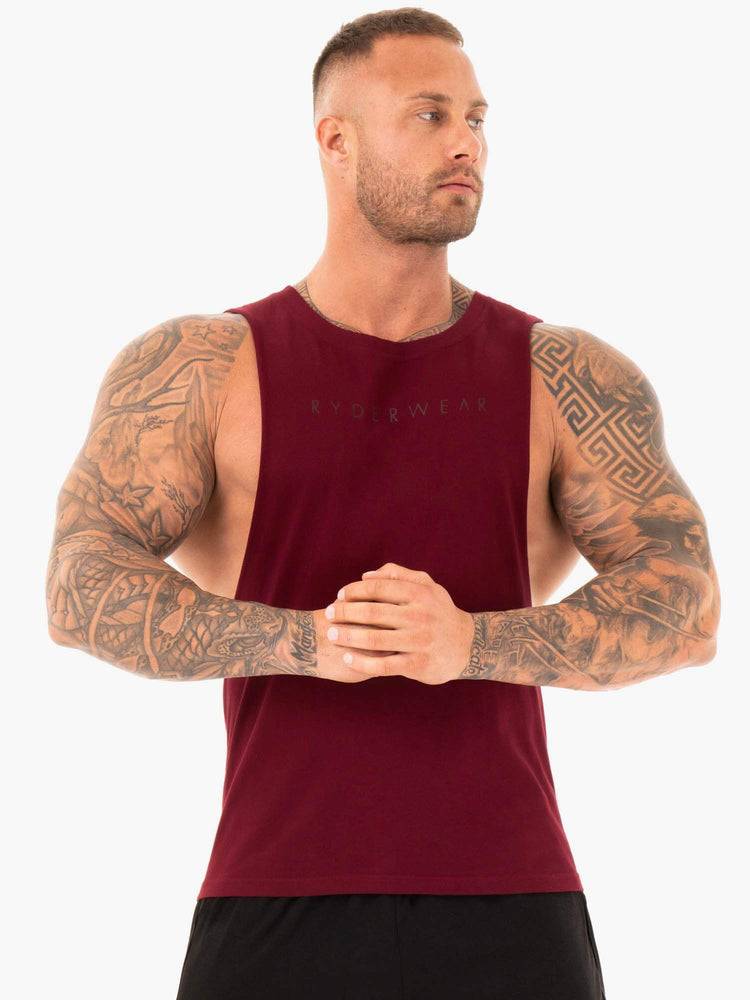 Burgundy Ryderwear Men Tanks Active Cotton Baller Tank Men\'s Tanks | AU1058XF