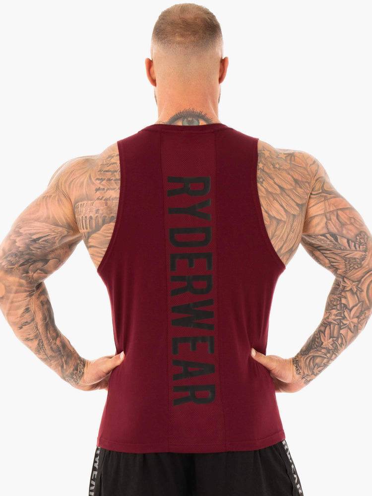 Burgundy Ryderwear Men Tanks Athletic Cut Tank Men's Tanks | AU1062NB