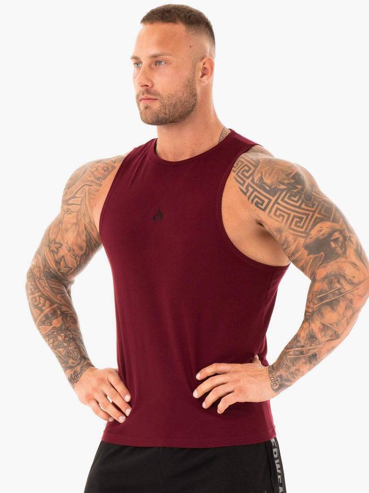 Burgundy Ryderwear Men Tanks Athletic Cut Tank Men's Tanks | AU1062NB