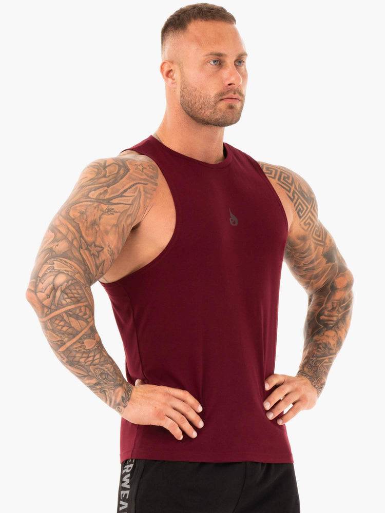 Burgundy Ryderwear Men Tanks Athletic Cut Tank Men's Tanks | AU1062NB