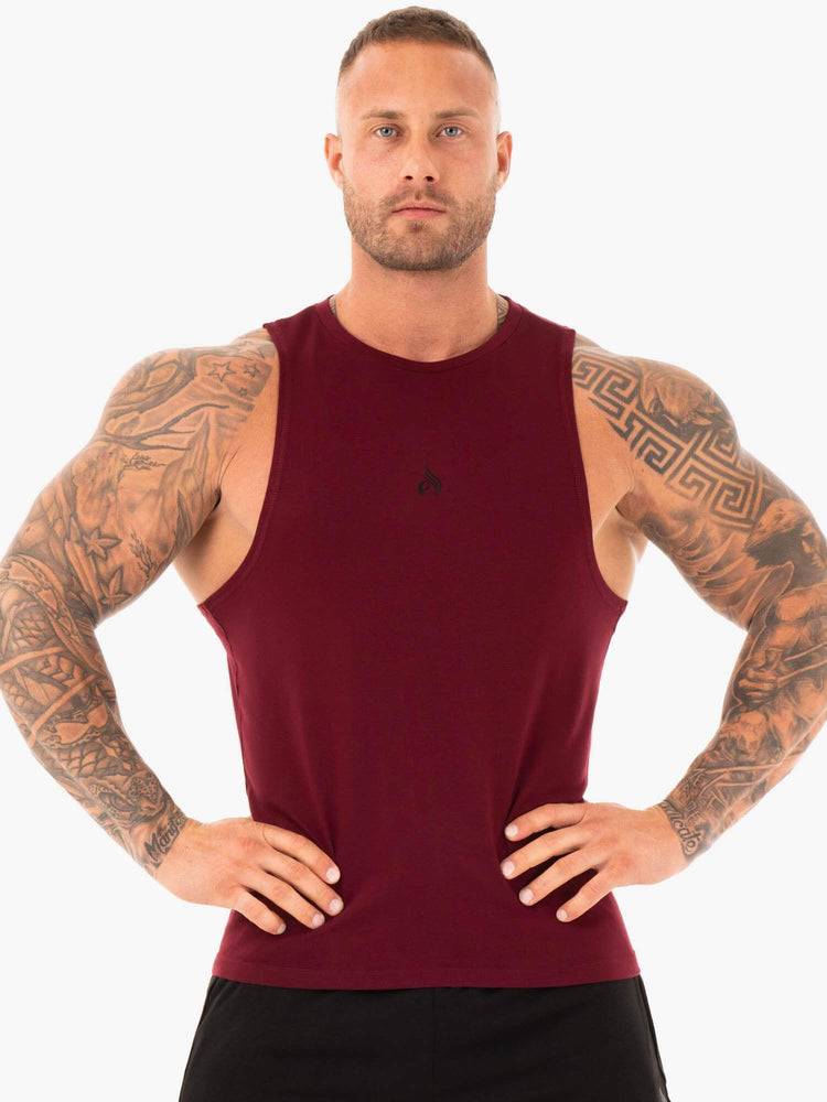 Burgundy Ryderwear Men Tanks Athletic Cut Tank Men\'s Tanks | AU1062NB