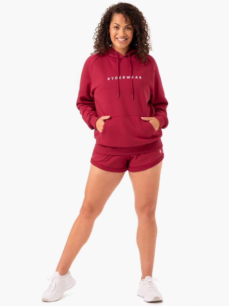 Burgundy Ryderwear Women Hoodie Off Duty Fleece Women's Hoodie | AU1656XF