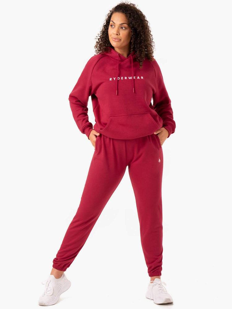 Burgundy Ryderwear Women Hoodie Off Duty Fleece Women's Hoodie | AU1656XF