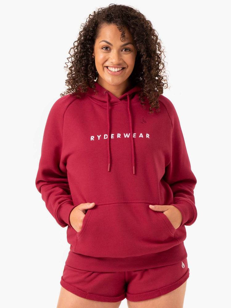 Burgundy Ryderwear Women Hoodie Off Duty Fleece Women\'s Hoodie | AU1656XF