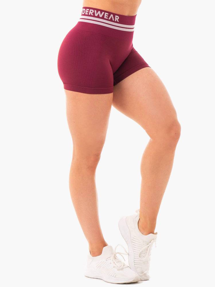 Burgundy Ryderwear Women Shorts Freestyle Seamless High Waisted Women's Shorts | AU2006UT