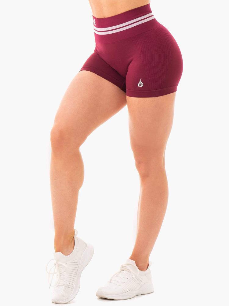 Burgundy Ryderwear Women Shorts Freestyle Seamless High Waisted Women\'s Shorts | AU2006UT