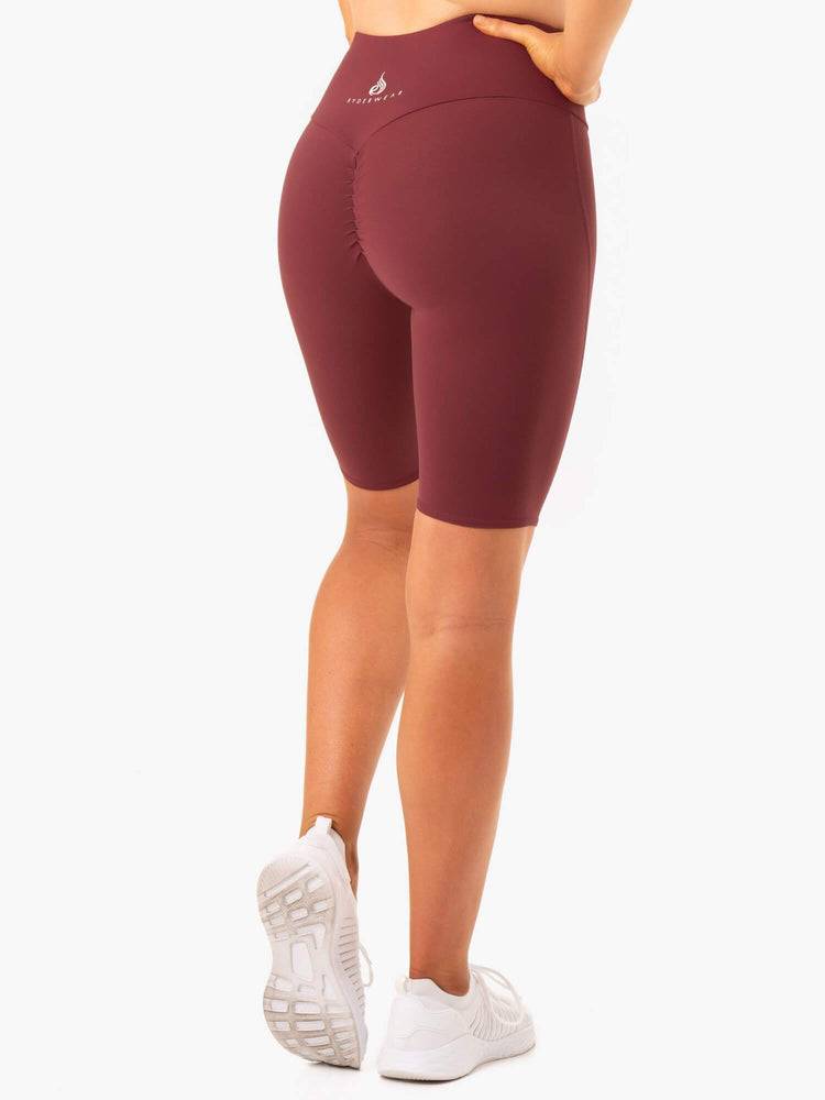 Burgundy Ryderwear Women Shorts Staples Scrunch Bum Bike Women's Shorts | AU2126VD