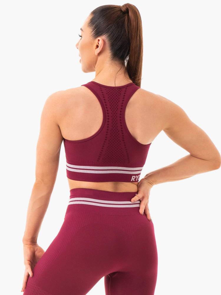 Burgundy Ryderwear Women Sports Bra Freestyle Seamless Longline Women's Sports Bra | AU2538CE