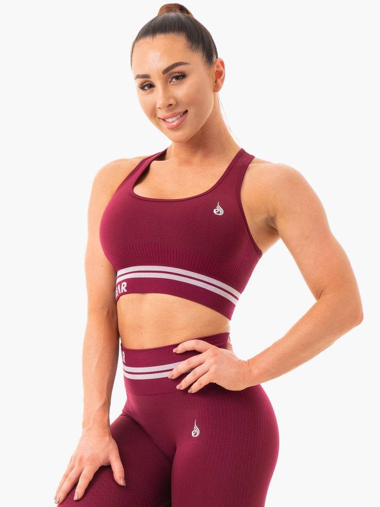 Burgundy Ryderwear Women Sports Bra Freestyle Seamless Longline Women\'s Sports Bra | AU2538CE