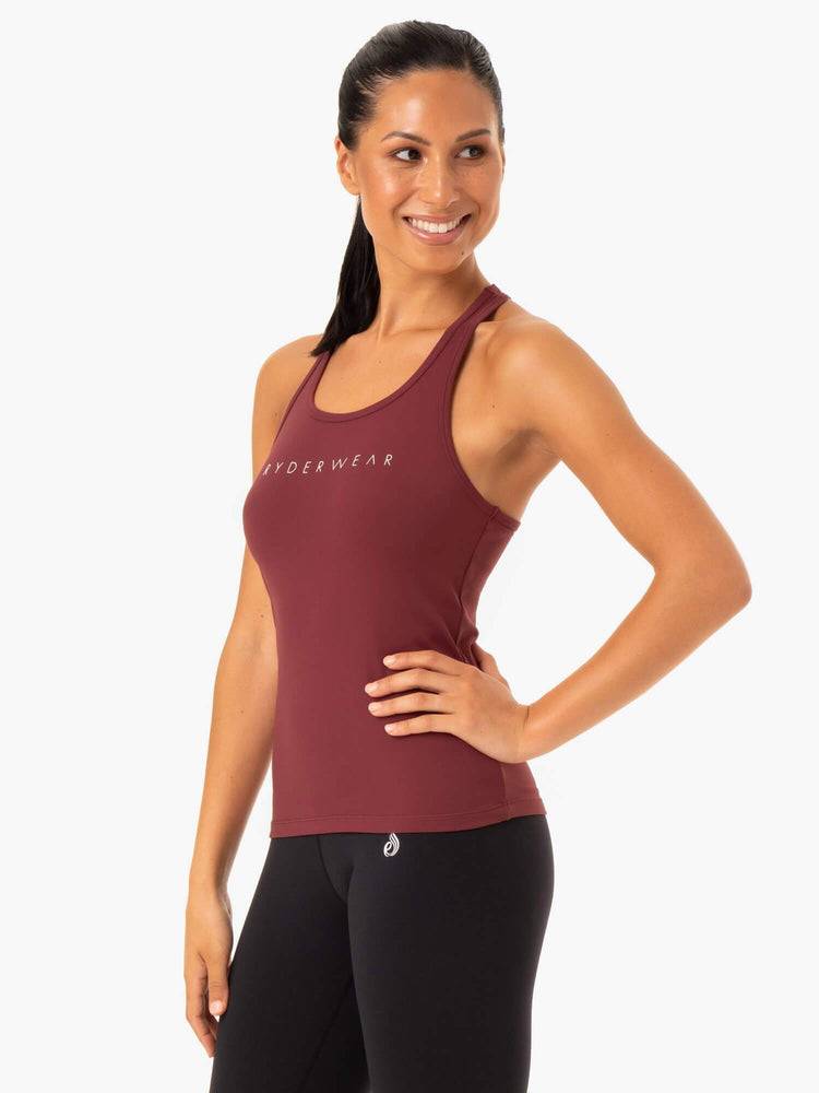 Burgundy Ryderwear Women Tanks Hype Racer Back Women's Tanks | AU2968NB