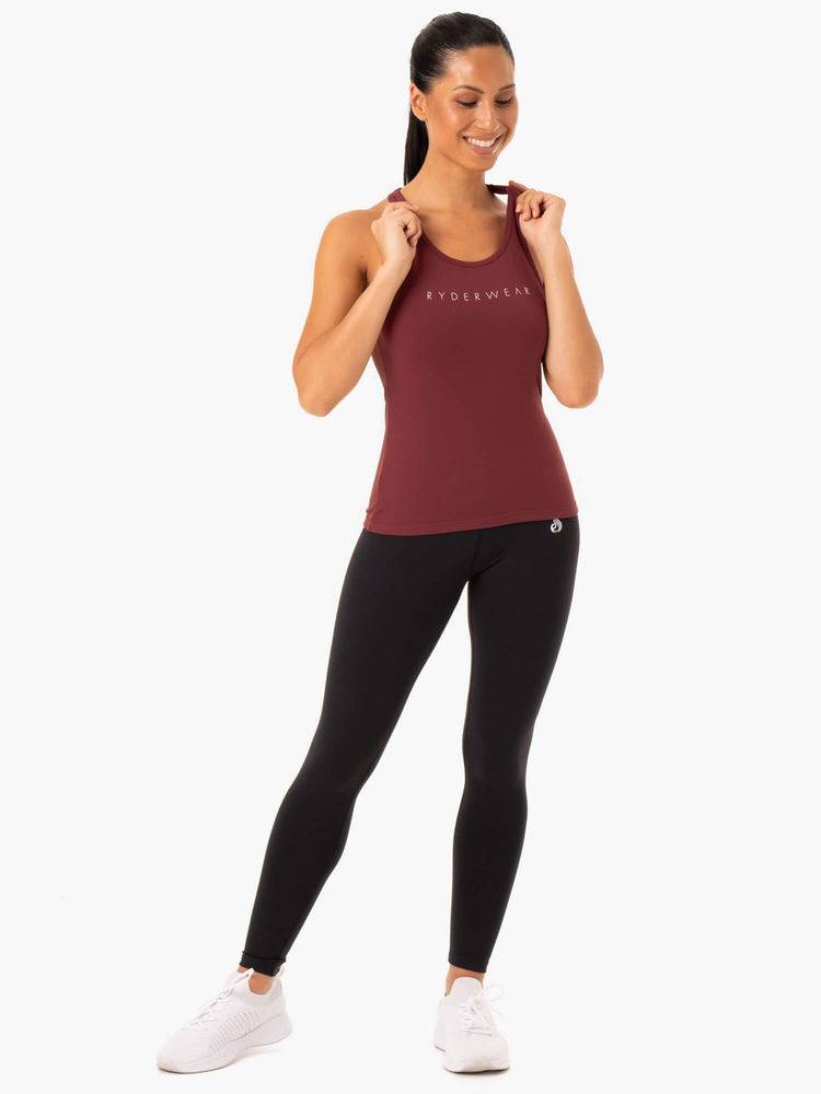 Burgundy Ryderwear Women Tanks Hype Racer Back Women's Tanks | AU2968NB