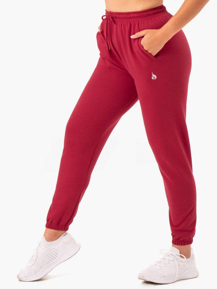 Burgundy Ryderwear Women Track Pants Off-Duty Fleece Women's Track Pants | AU3059YU