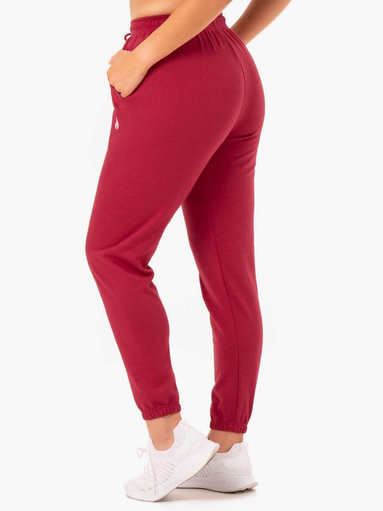 Burgundy Ryderwear Women Track Pants Off-Duty Fleece Women's Track Pants | AU3059YU