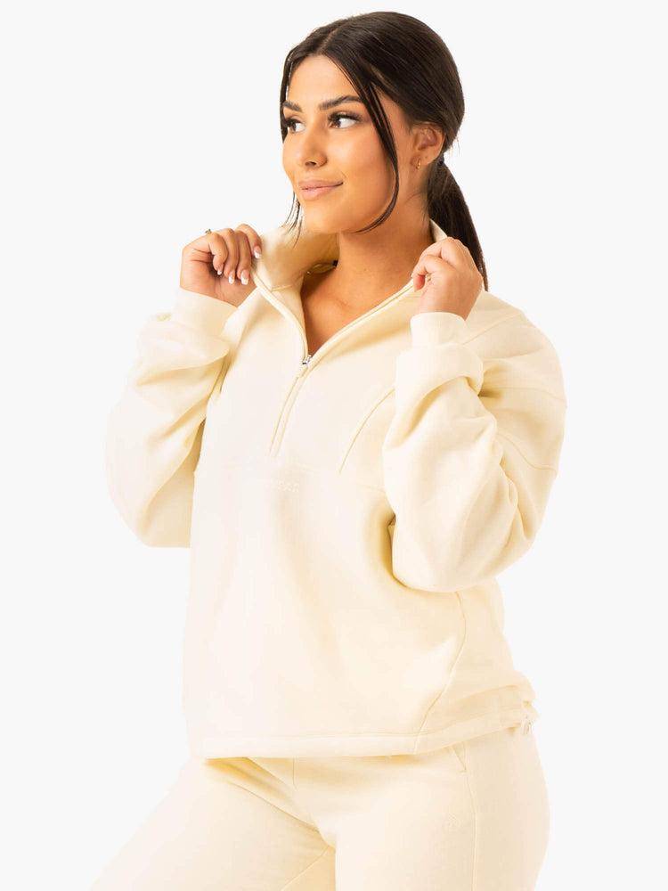 Butter Ryderwear Women Hoodie Sideline Half Zip Jumper Women's Hoodie | AU1661MA