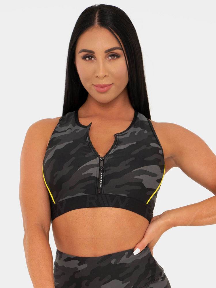 Camo Ryderwear Women Sports Bra BFCAMO Zip Up Women's Sports Bra | AU2499OR