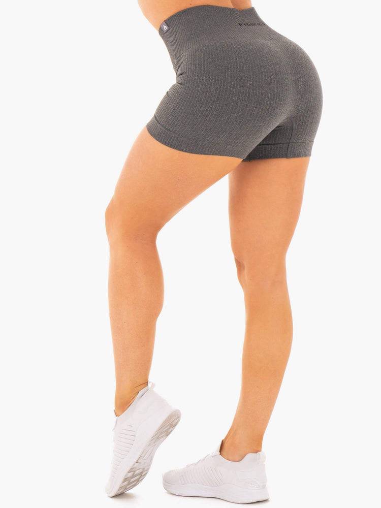 Charcoal Marl Ryderwear Women Shorts Rib Seamless Women's Shorts | AU2021CE