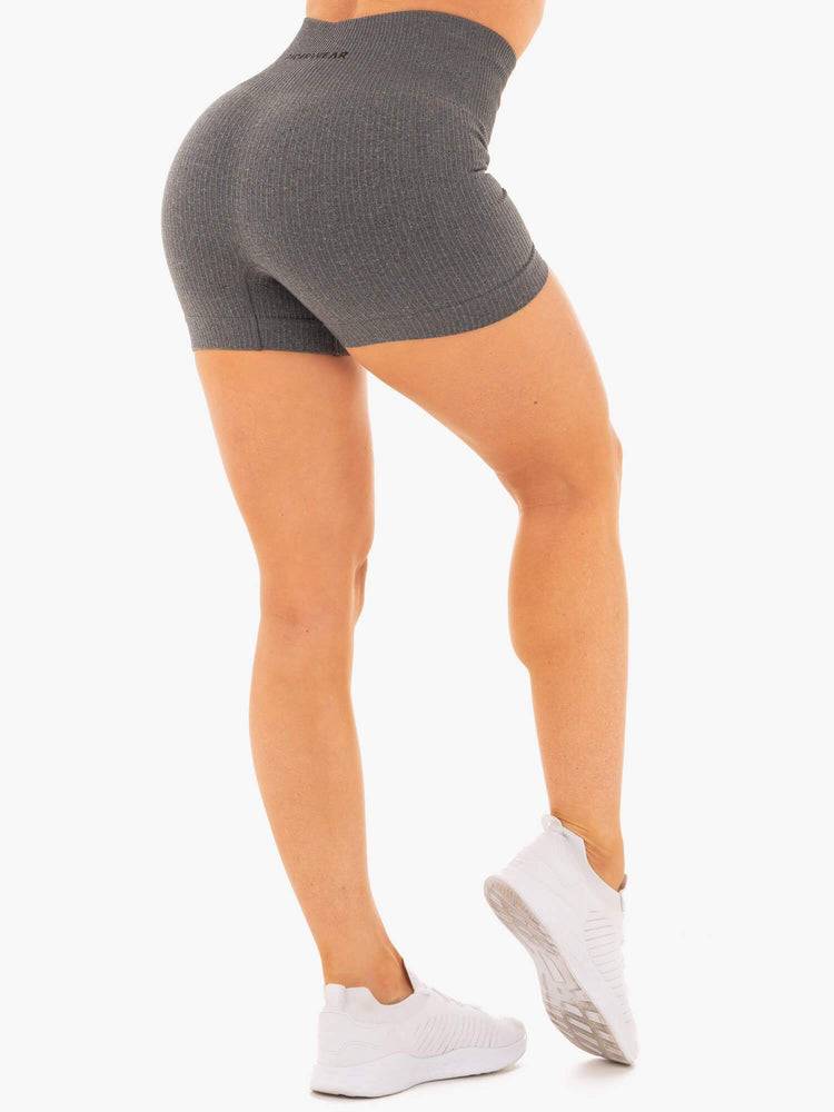 Charcoal Marl Ryderwear Women Shorts Rib Seamless Women's Shorts | AU2021CE