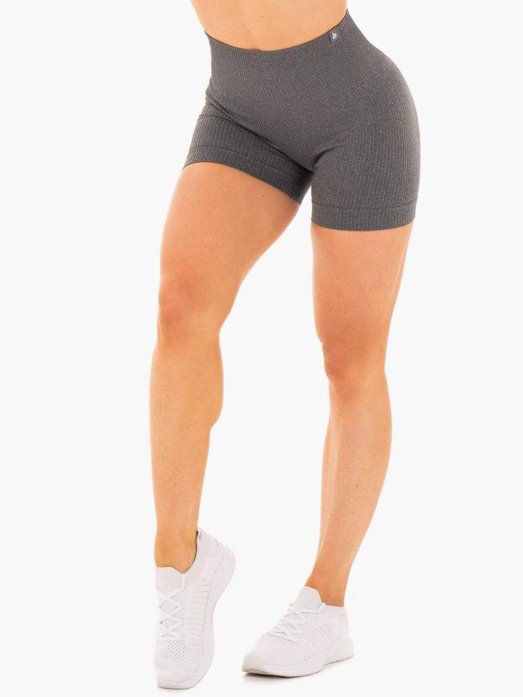 Charcoal Marl Ryderwear Women Shorts Rib Seamless Women\'s Shorts | AU2021CE