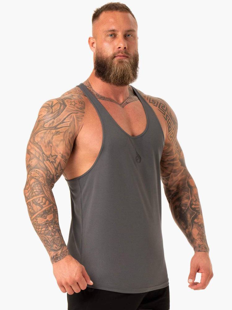 Charcoal Ryderwear Men Gym Stringers Define Mesh T-Back Men's Gym Stringers | AU1511YU