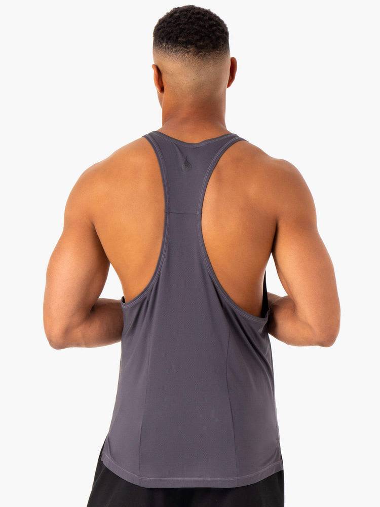 Charcoal Ryderwear Men Gym Stringers Optimal Mesh T-Back Men's Gym Stringers | AU1530NB