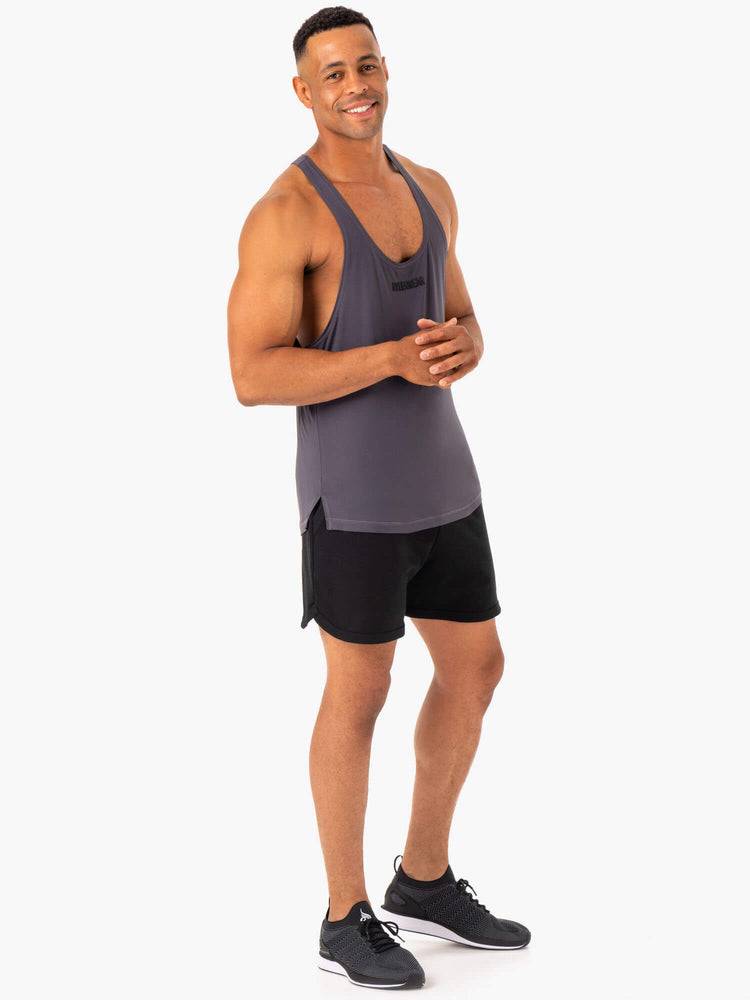 Charcoal Ryderwear Men Gym Stringers Optimal Mesh T-Back Men's Gym Stringers | AU1530NB