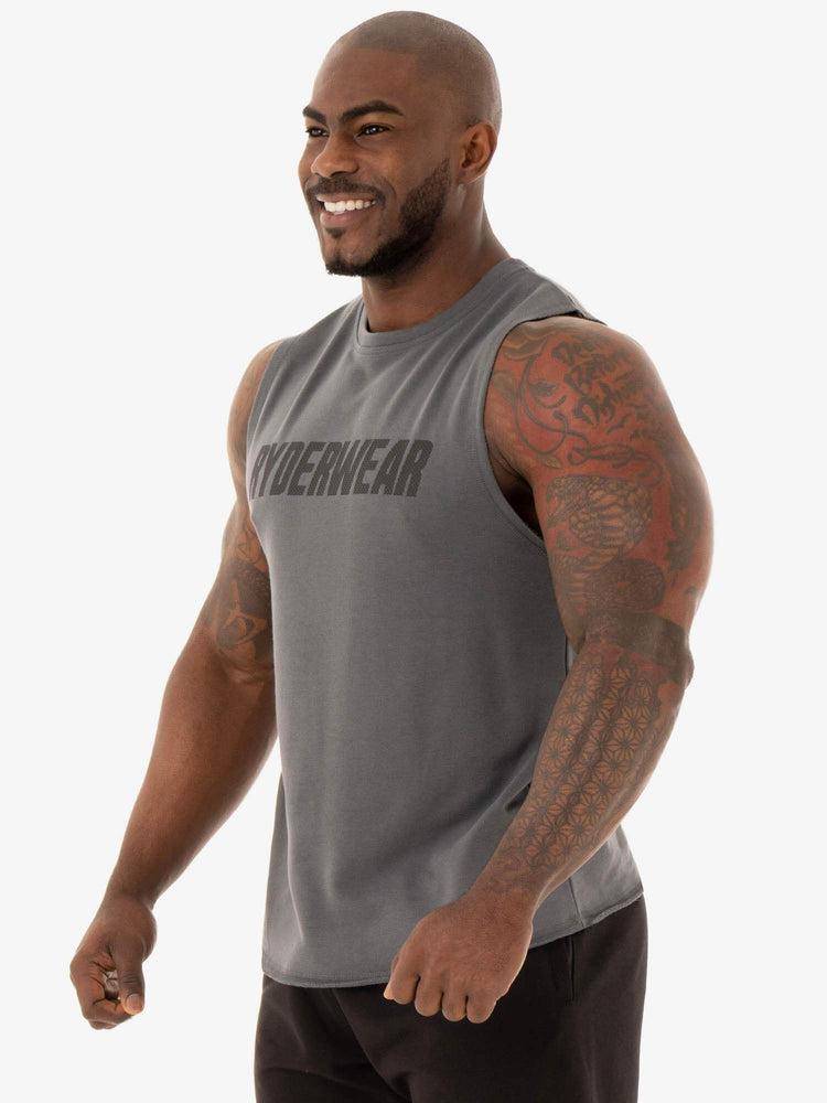 Charcoal Ryderwear Men Tanks Flex Fleece Tank Men's Tanks | AU1100AP