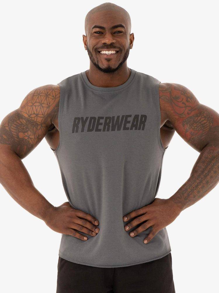 Charcoal Ryderwear Men Tanks Flex Fleece Tank Men\'s Tanks | AU1100AP