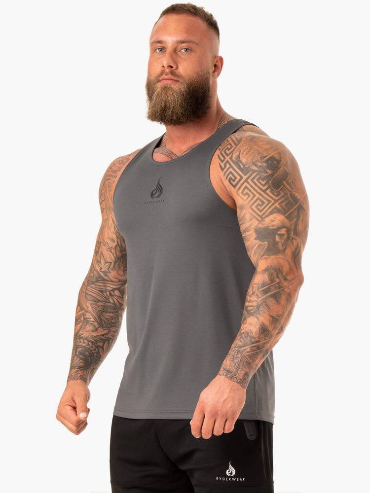 Charcoal Ryderwear Men Tanks Heighten Mesh Regular Tank Men's Tanks | AU1119RW