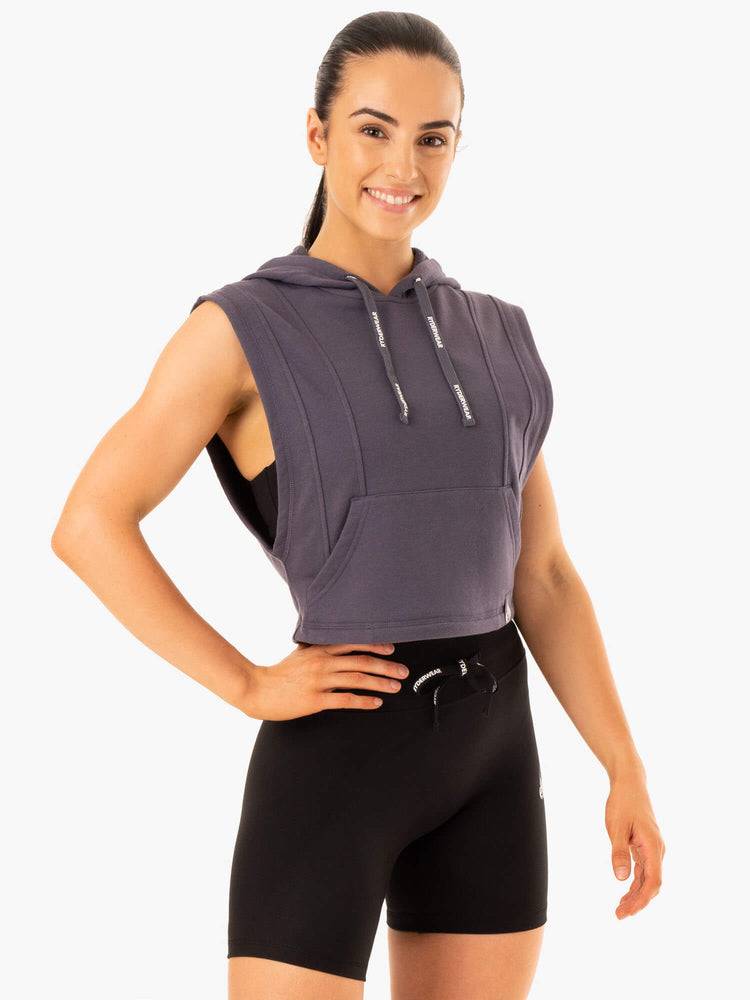 Charcoal Ryderwear Women Hoodie Replay Sleeveless Women's Hoodie | AU1690EX