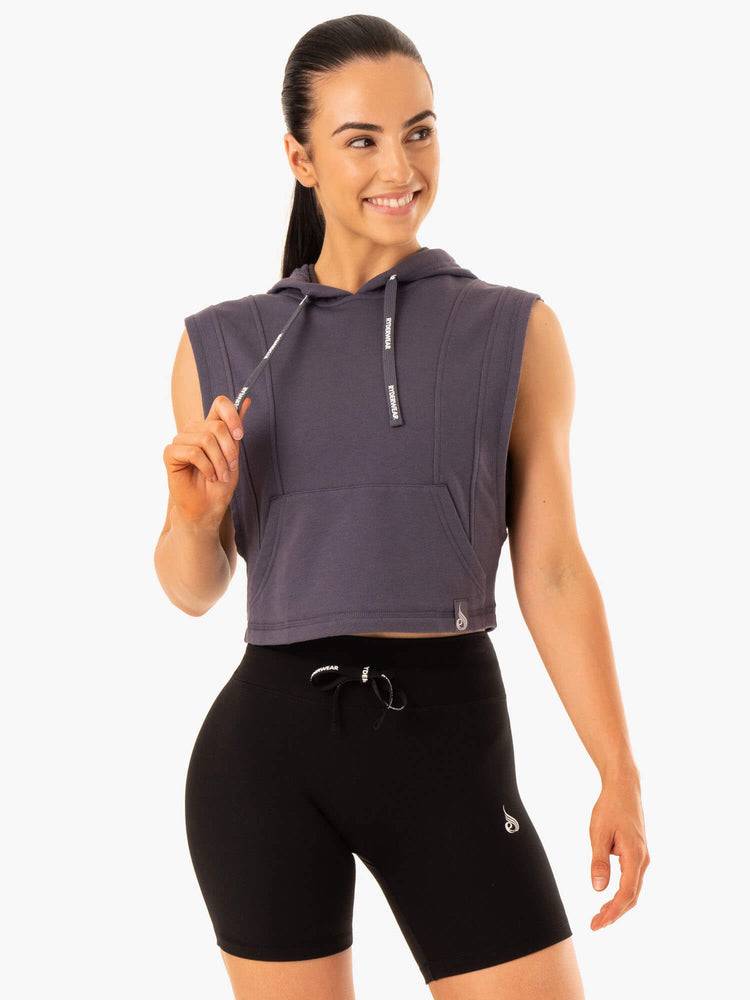 Charcoal Ryderwear Women Hoodie Replay Sleeveless Women\'s Hoodie | AU1690EX