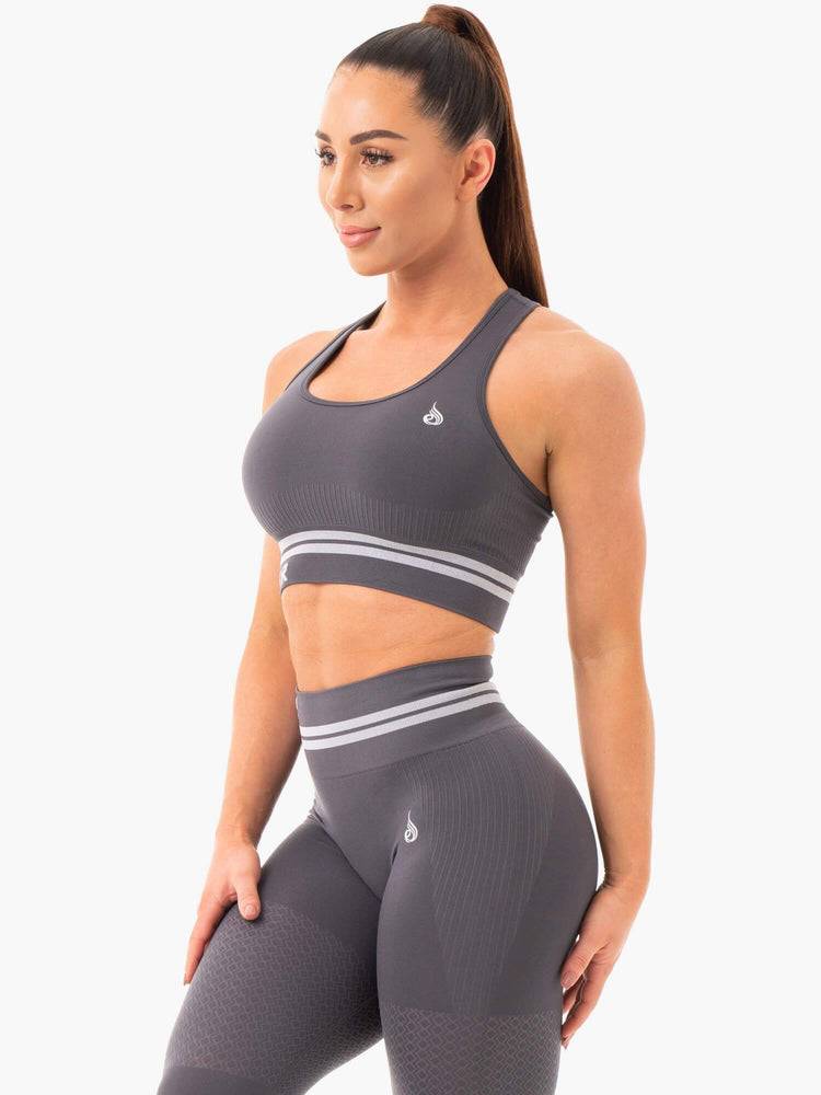 Charcoal Ryderwear Women Sports Bra Freestyle Seamless Longline Women's Sports Bra | AU2517JJ