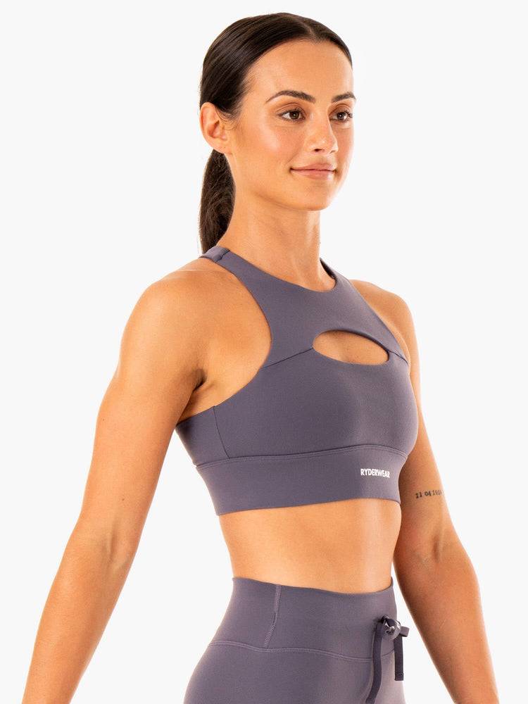 Charcoal Ryderwear Women Sports Bra Replay Cut Out Women's Sports Bra | AU2308VD