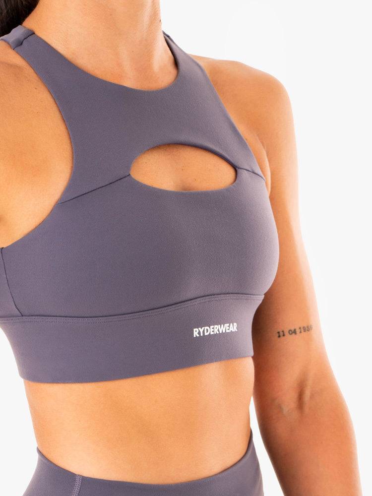 Charcoal Ryderwear Women Sports Bra Replay Cut Out Women's Sports Bra | AU2308VD