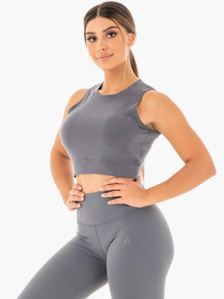 Charcoal Ryderwear Women Tanks Motion Crop Top Women's Tanks | AU2998FM