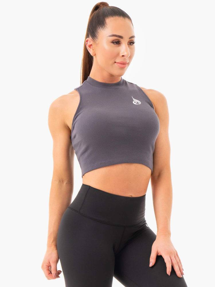 Charcoal Ryderwear Women Tanks Ribbed Crop Women's Tanks | AU3007TV