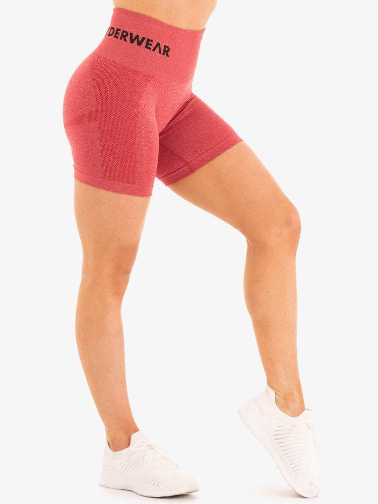 Cherry Red Marl Ryderwear Women Shorts Seamless Staples Women's Shorts | AU2040GL