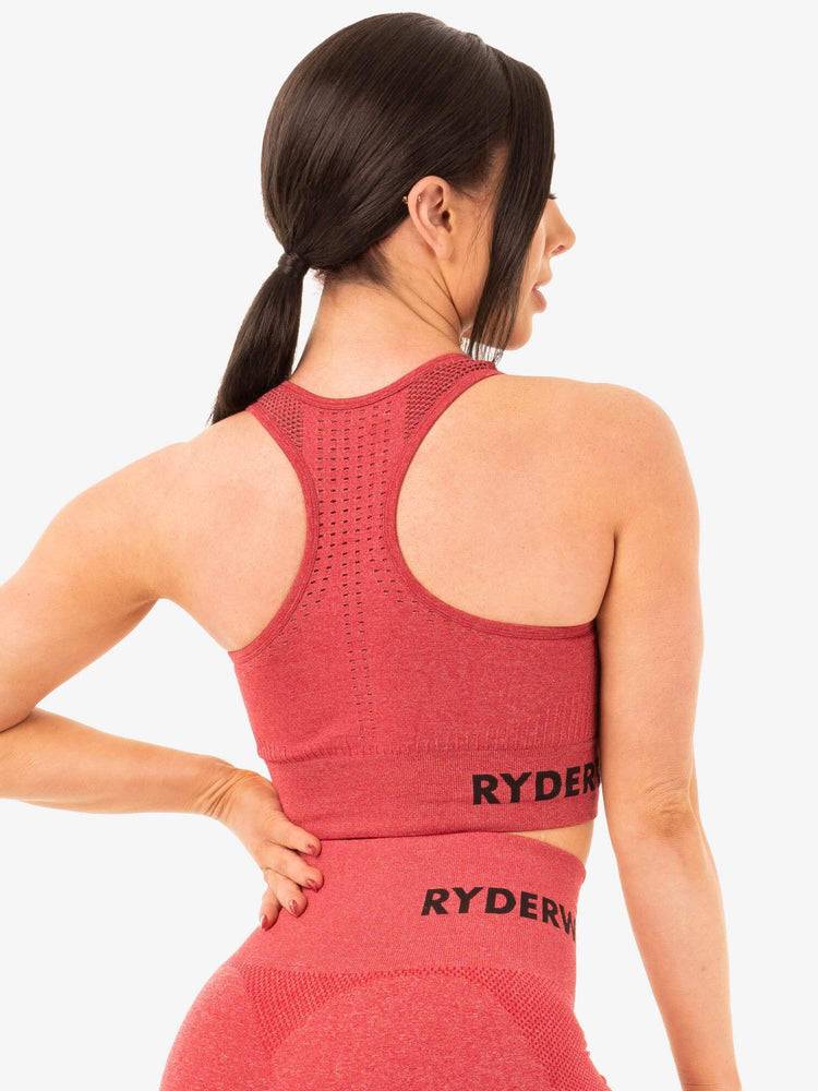 Cherry Red Marl Ryderwear Women Sports Bra Seamless Staples Women's Sports Bra | AU2555TV